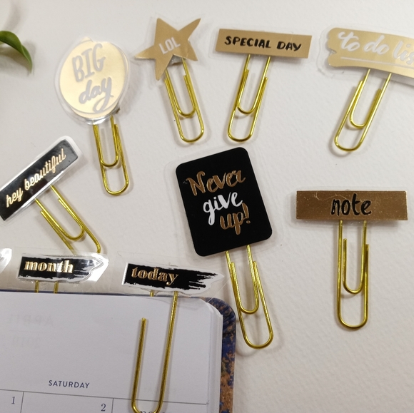 Sticker Paper Clips,  Quote Bookmark Paper Clips, Planner Accessory, Stationary - Picture 3 of 4